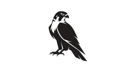 Fototapeta premium Black silhouette of a bird of prey on white