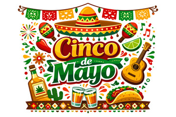 Fototapeta premium Cinco de Mayo celebration with traditional Mexican elements