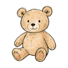 PNG Charming watercolor teddy bear illustration.