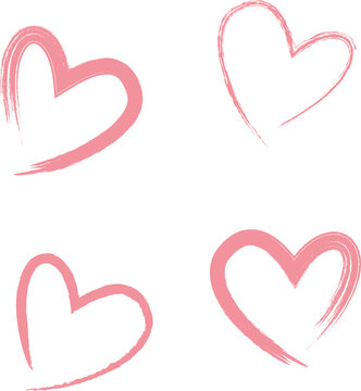 Pink heart painted with expressive brushstrokes. Valentine's day card or banner.eps