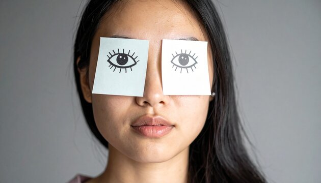 young woman with blindfold. concept of outlook on life