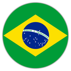 Brazil Flag Circle Icon with Gray Frame | ブラジル国旗の円形アイコン 灰色フレーム付き