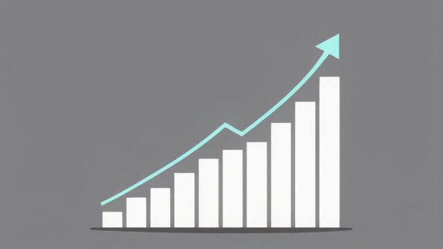 Minimal growth graph with an upward arrow, animated profit chart for a business background.