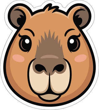 Cute capybara face mascot with soft colors for friendly animal theme