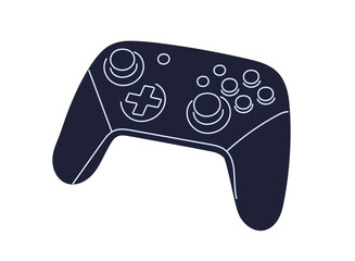 Video game controller with analog sticks and action buttons, modern joystick device gaming control, player interaction, entertainment and console accessory flat vector illustration. © PaleStudio