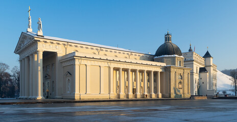 Naklejka premium Cathedral Basilica of St Stanislaus and St Ladislaus of Vilnius, also known Vilnius Cathedral, main Catholic cathedral in Lithuania