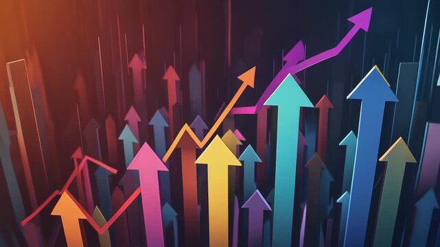 Colorful Upward Arrows Representing Economic Growth Generative AI