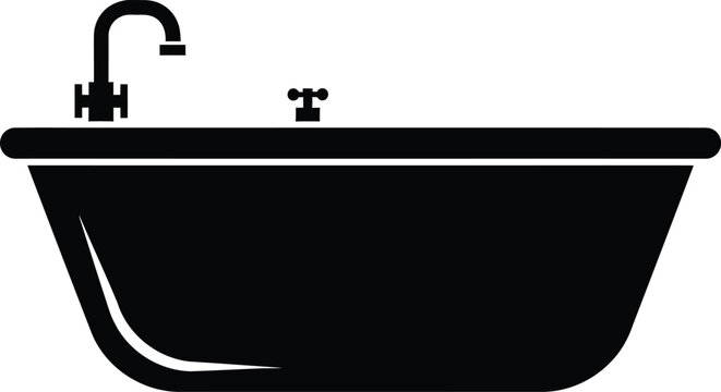 Black freestanding bathtub with faucet and handles