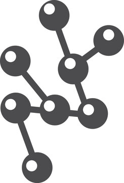 Chemical molecule black icon. Science research logo