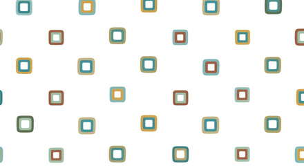 Retro geometric squares pattern in muted colors on white background, vector illustration