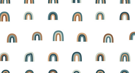 Boho Rainbow Pattern, Neutral Tones, Minimalist Arc Design