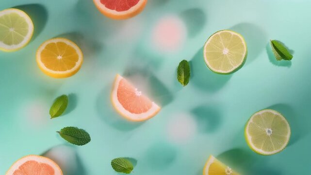 Fresh Citrus Fruit Slices Pattern with Oranges Lemons Grapefruit HD 4K