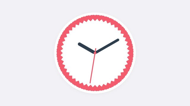 Red Decorative Wall Clock Time Display Animation