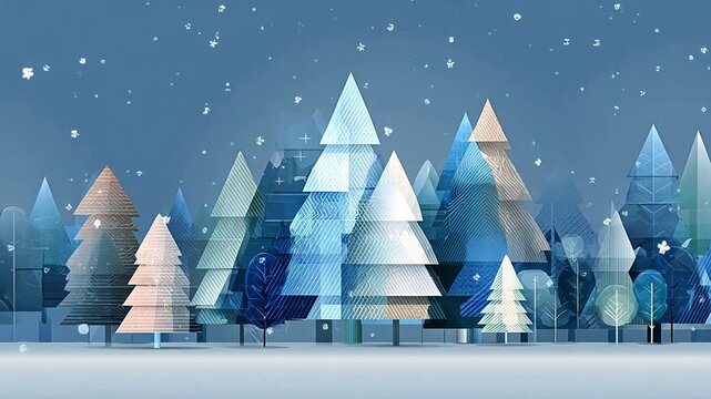 Geometric winter forest scene