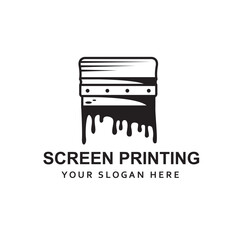 silk screen printing icon with squeegee isolated on white background