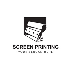 silk screen printing icon with squeegee isolated on white background