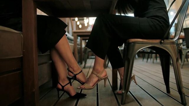Intimate Love: Flirting Feet Under The Table