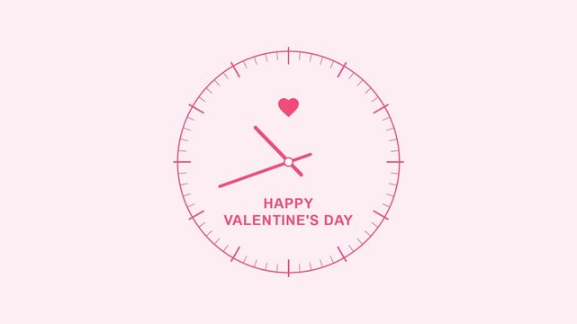 Valentine&rsquo;s Day Pink Wall Clock with Heart Love Symbol
