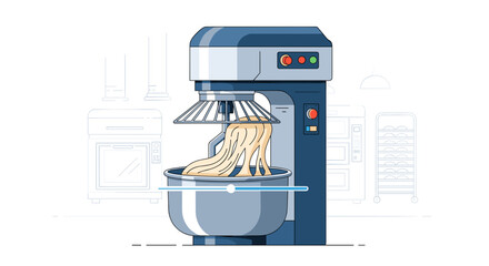 Stand Mixer Kneading Dough in Kitchen.