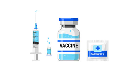 Vaccine Bottle Syringe and Medication Box.