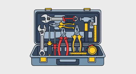 Toolbox with Various Tools Inside.