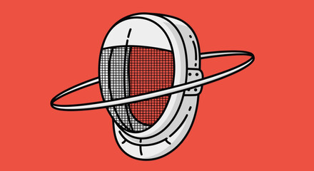 Vintage Style Illustration of Space Helmet.