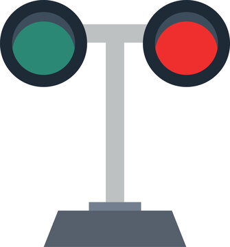 Level crossing signals color icon. Railroad lights