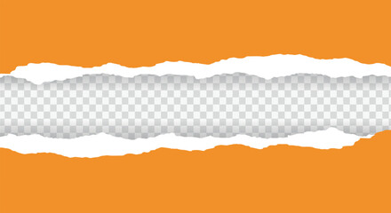 Ripped Paper Horizontal Banner Revealing Orange Copy Space Vector