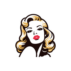 Fototapeta premium SIMPLE illustration OF RETRO PINUP GIRL VECTOR 