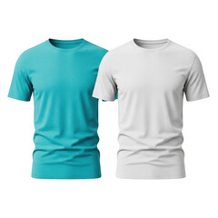 Two short sleeve t shirts mockup  isolated on transparent background