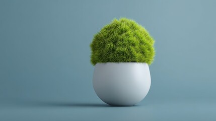 Lush green plant in a sleek white pot, showcasing vibrant foliage against a calming blue background, perfect for modern interior designs and d&eacute;cor inspiration.