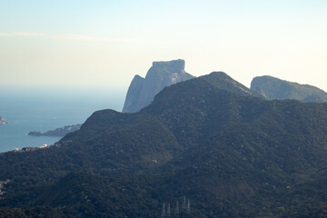 Mountain landscape in Rio de Janeiro with Atlantic Forest and ocean
