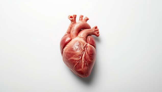 Pork heart against a white backdrop