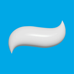 Realistic white toothpaste wave vector. 3D dental paste squeeze isolated on blue. Cream smear for oral hygiene, fresh breath, teeth cleaning, whitening and product packaging.