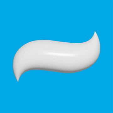 Realistic white toothpaste wave vector. 3D dental paste squeeze isolated on blue. Cream smear for oral hygiene, fresh breath, teeth cleaning, whitening and product packaging.