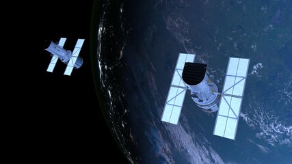 人工衛星と地球　3DCGレンダリング © tsuneomp