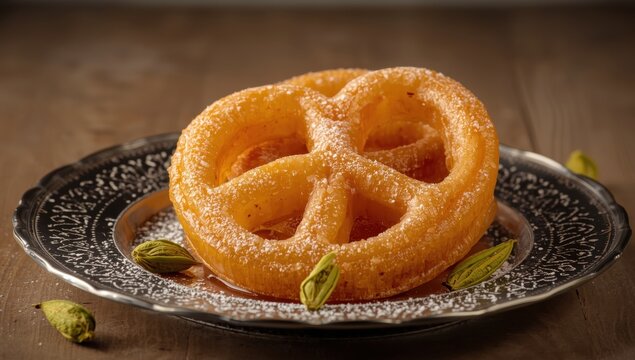 Jalebi, also called imarti, is an Indian dessert made by frying wheat flour batter into circular shapes