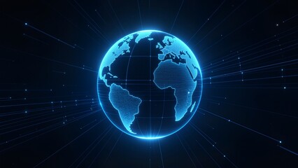 Obraz premium Blue digital globe with network lines