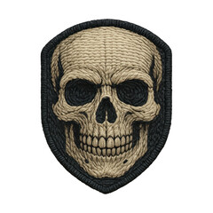 PNG Embroidered skull patch design.