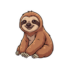 Fototapeta premium Cute sloth sitting, slow mammal and nature animal concept