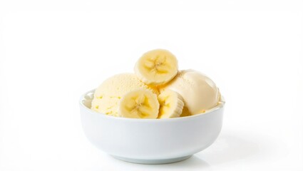 Delicious Banana Ice Cream in a White Bowl