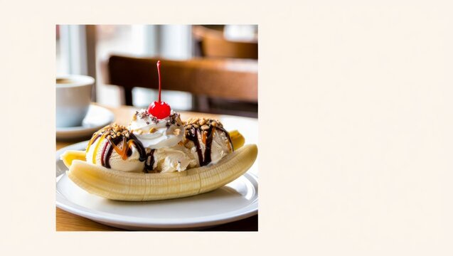 Classic Banana Split Dessert with Ice Cream and Toppings