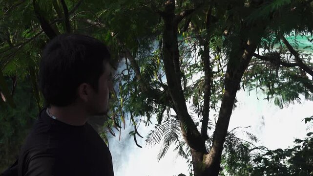 Exploring Cascada del Meco in Huasteca Potosina, San Luis Potosi, Mexico with tropical vegetation