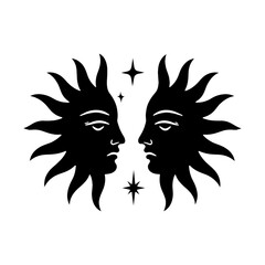 Fototapeta premium PNG Abstract dual sun faces