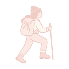Fototapeta premium PNG Hiker silhouette trekking outdoors