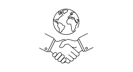 Global Partnership Handshake Over Earth Globe Icon