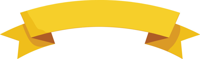 A bright yellow ribbon banner illustration displayed prominently on a clean background from a straightforward viewpoint