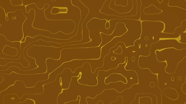 Aerial perspective of a brown topographic map displaying contour lines across varied terrain landscape
