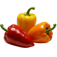 Vibrant Yellow Red Orange Peppers Against Warm Gradient Background Realistic Photo