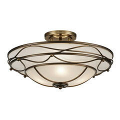 Victorian Brass Flush Mount Ceiling Light Fixture White Glass Shade